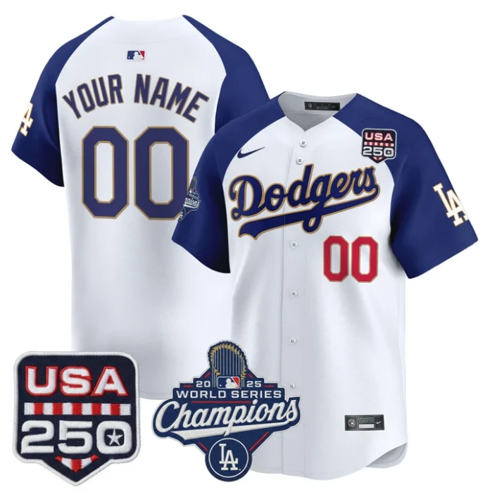 Custom Dodgers Jersey 2025 World Series Champions 250 America Stitched by My Store