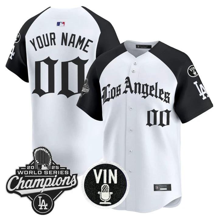 Custom Dodgers Jersey 2025 World Series Champions LA Gothic Edition by My Store