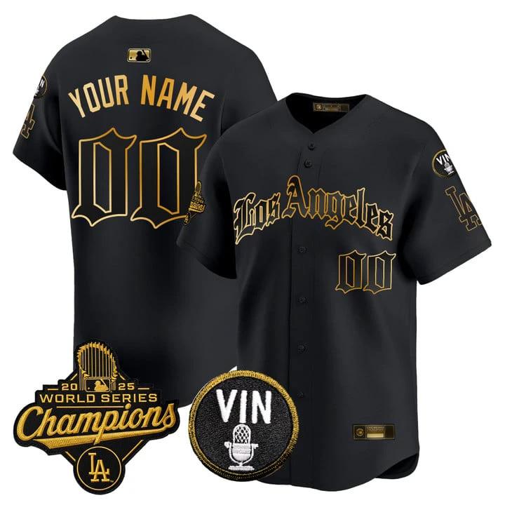 Custom Dodgers Jersey 2025 World Series Champions LA Gothic Edition by My Store