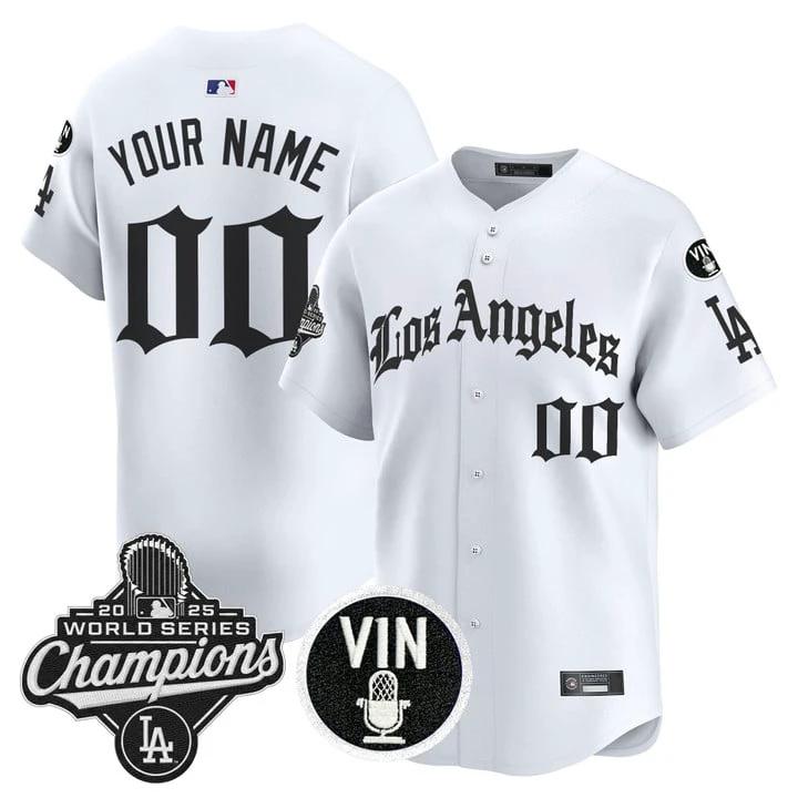 Custom Dodgers Jersey 2025 World Series Champions LA Gothic Edition by My Store