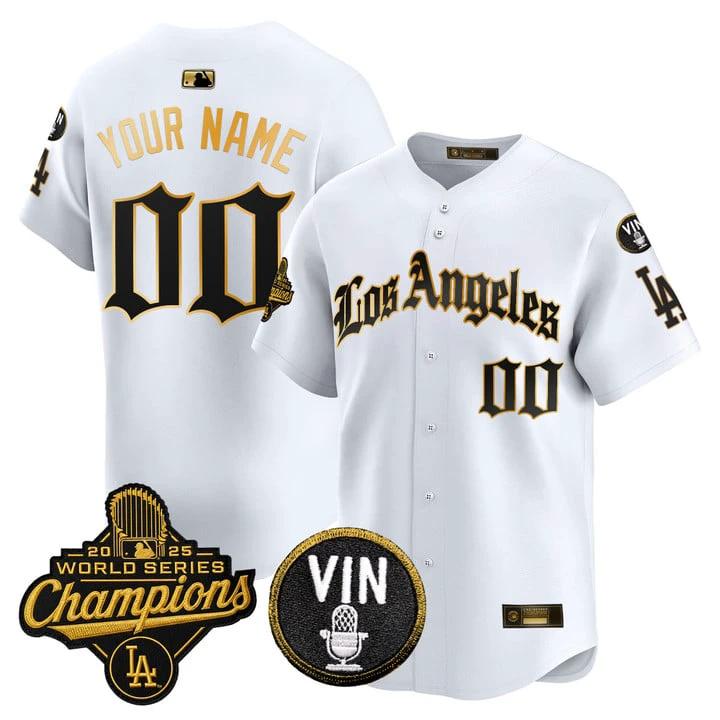 Custom Dodgers Jersey 2025 World Series Champions LA Gothic Edition by My Store