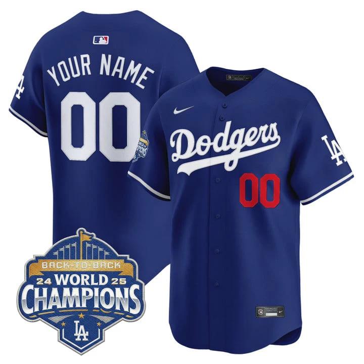 Custom Dodgers Jersey Name, Number 2025 Back-To-Back Champions Stitched by My Store