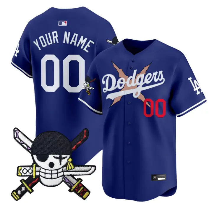 Custom Dodgers Jersey Name, Number One Piece Zoro Patch Premier Stitched by My Store