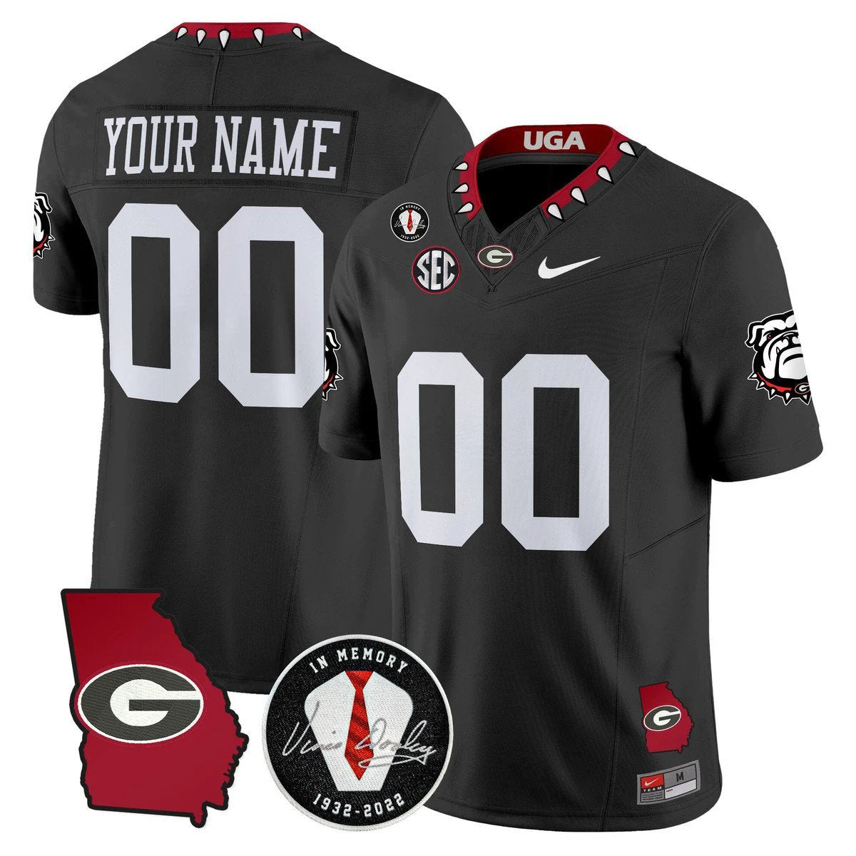Custom Georgia Bulldogs Jersey 2025 Georgia Map, Vince Dooley Patch by My Store NCAA Football Jerseys