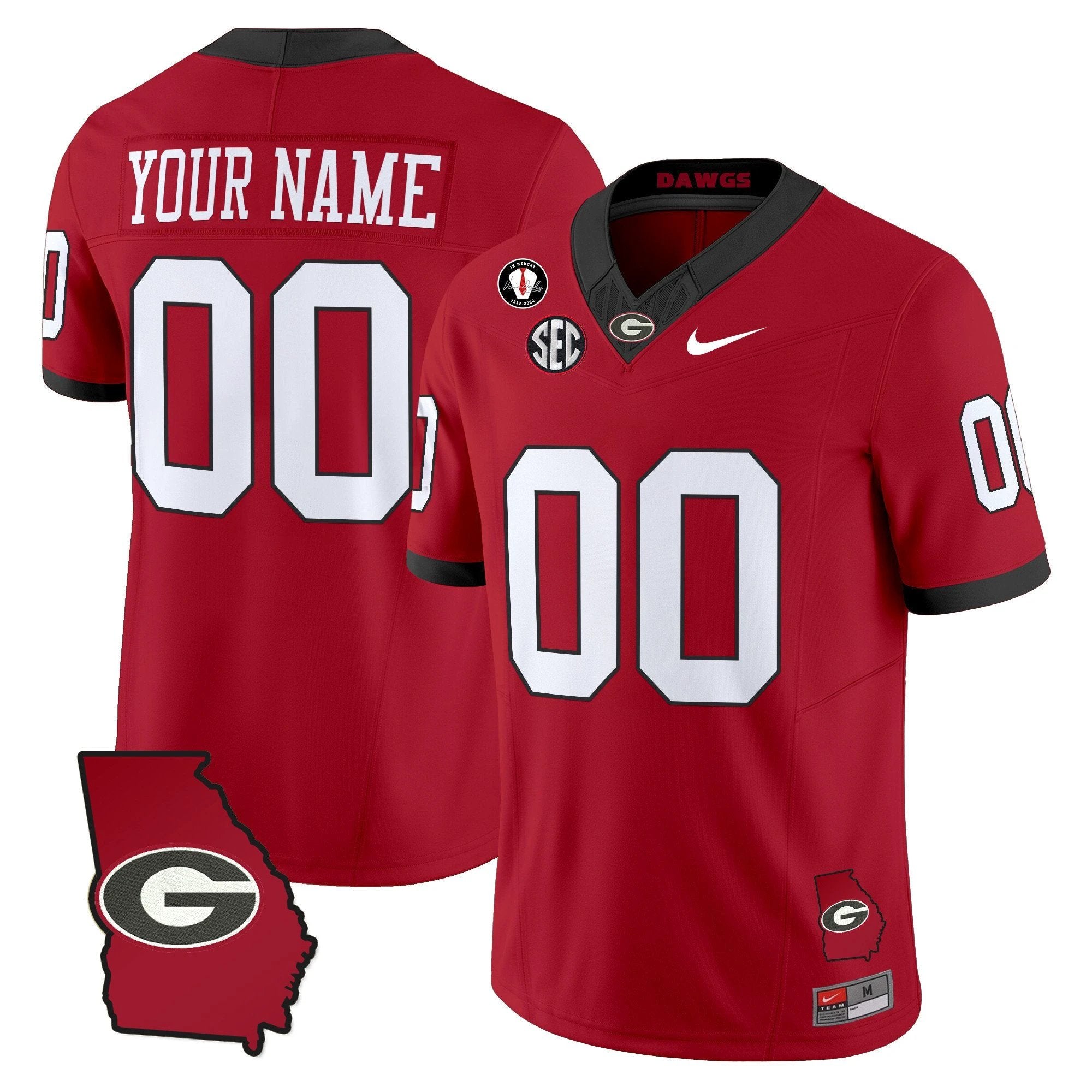 Custom Georgia Bulldogs Jersey 2025 Georgia Map, Vince Dooley Stitched by My Store NCAA Football Jerseys