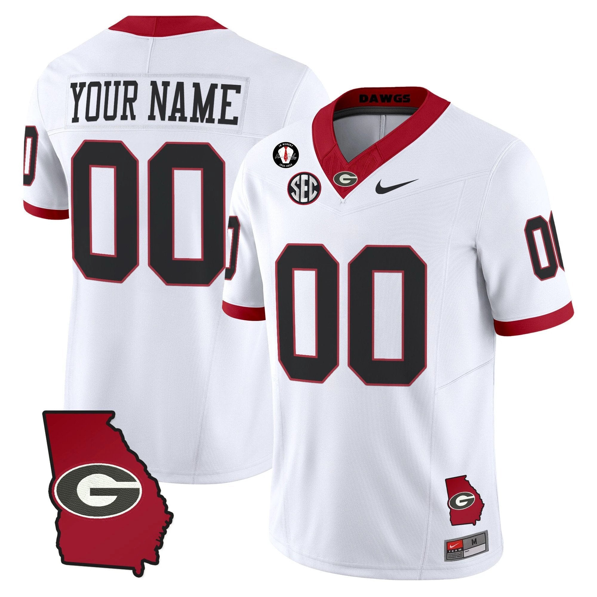 Custom Georgia Bulldogs Jersey 2025 Georgia Map, Vince Dooley Stitched by My Store NCAA Football Jerseys