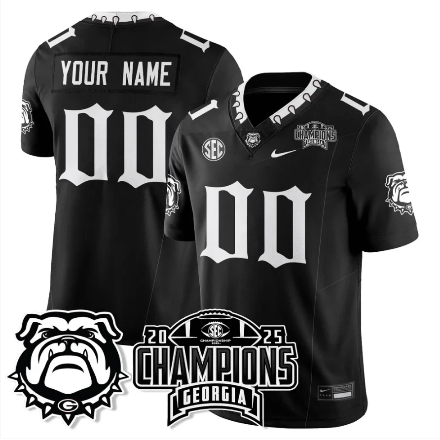 Custom Georgia Bulldogs Jersey Gothic SEC Football Champions Stitched by My Store NCAA Football Jerseys
