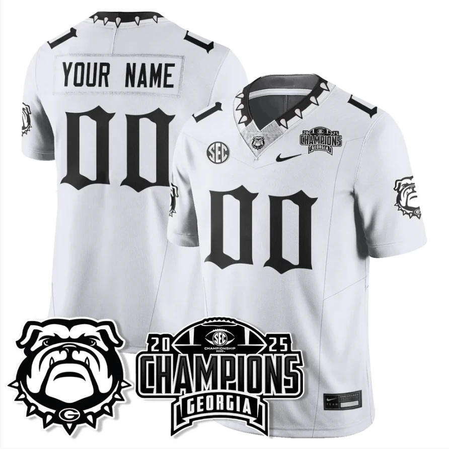 Custom Georgia Bulldogs Jersey Gothic SEC Football Champions Stitched by My Store NCAA Football Jerseys