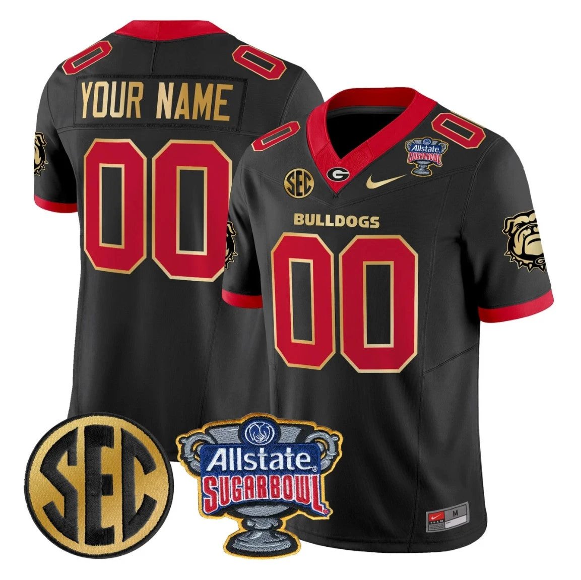 Custom Georgia Bulldogs Jersey Name, Number Sugar Bowl Patch Stitched by My Store NCAA Football Jerseys