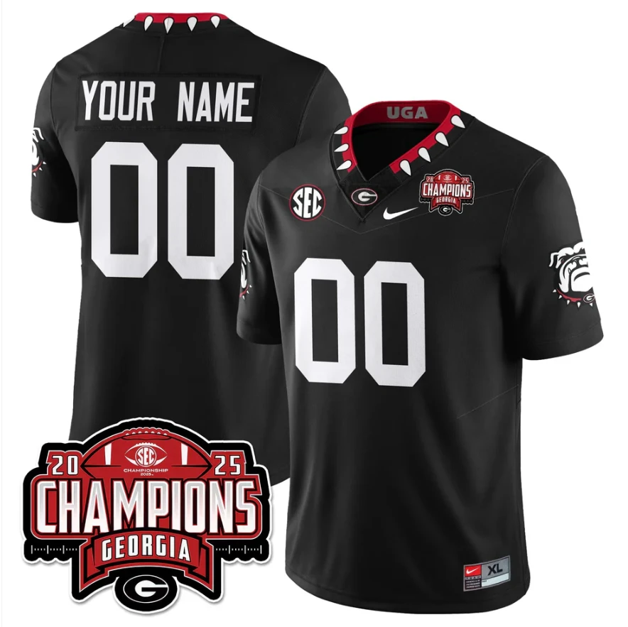 Custom Georgia Bulldogs Jersey SEC Champions Patch Vapor Limited Stitched by My Store NCAA Football Jerseys