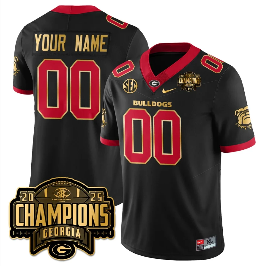 Custom Georgia Bulldogs Jersey SEC Champions Patch Vapor Limited Stitched by My Store NCAA Football Jerseys