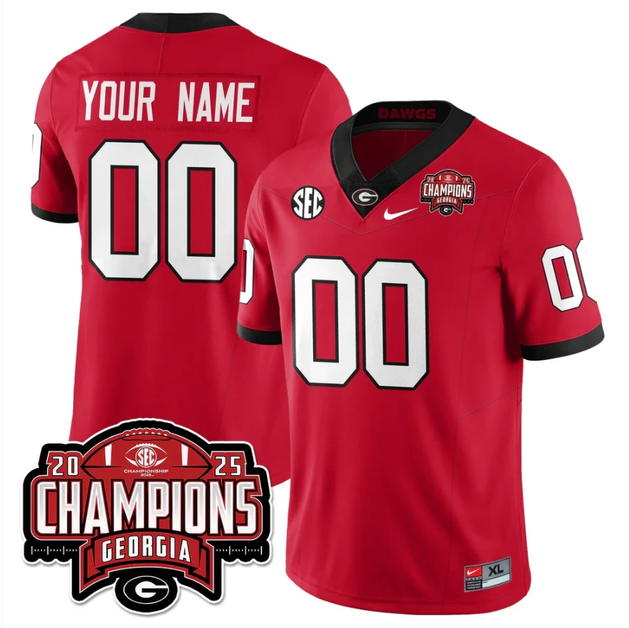 Custom Georgia Bulldogs Jersey SEC Champions Patch Vapor Limited Stitched by My Store NCAA Football Jerseys