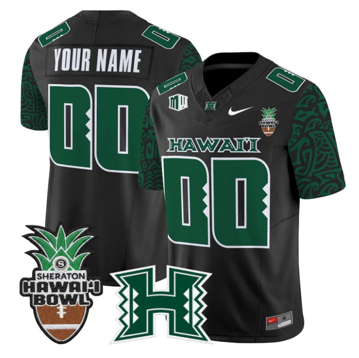 Custom Hawai'i Rainbow Warriors Jersey 2025 Hawai'i Bowl Patch Stitched Black Limited by My Store NCAA Football Jerseys