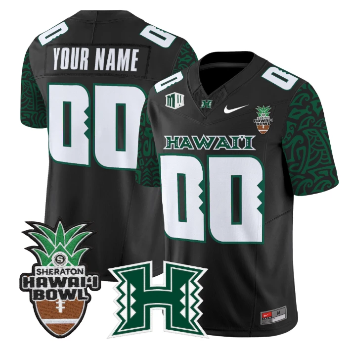 Custom Hawai'i Rainbow Warriors Jersey 2025 Hawai'i Bowl Patch Stitched Black Limited by My Store NCAA Football Jerseys