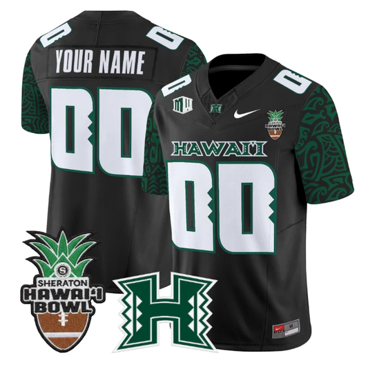 Custom Hawai'i Rainbow Warriors Jersey 2025 Hawai'i Bowl Patch Stitched Black Limited by My Store NCAA Football Jerseys