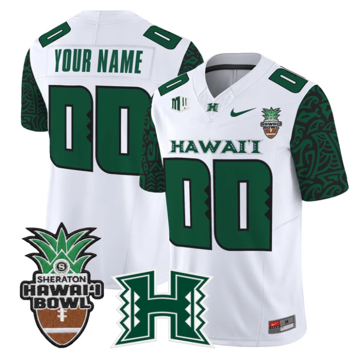 Custom Hawai'i Rainbow Warriors Jersey 2025 Hawai'i Bowl Patch Stitched Black Limited by My Store NCAA Football Jerseys