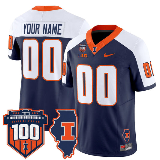 Custom Illinois Fighting Jersey Name, Number 100th Memorial Stadium by My Store NCAA Football Jerseys