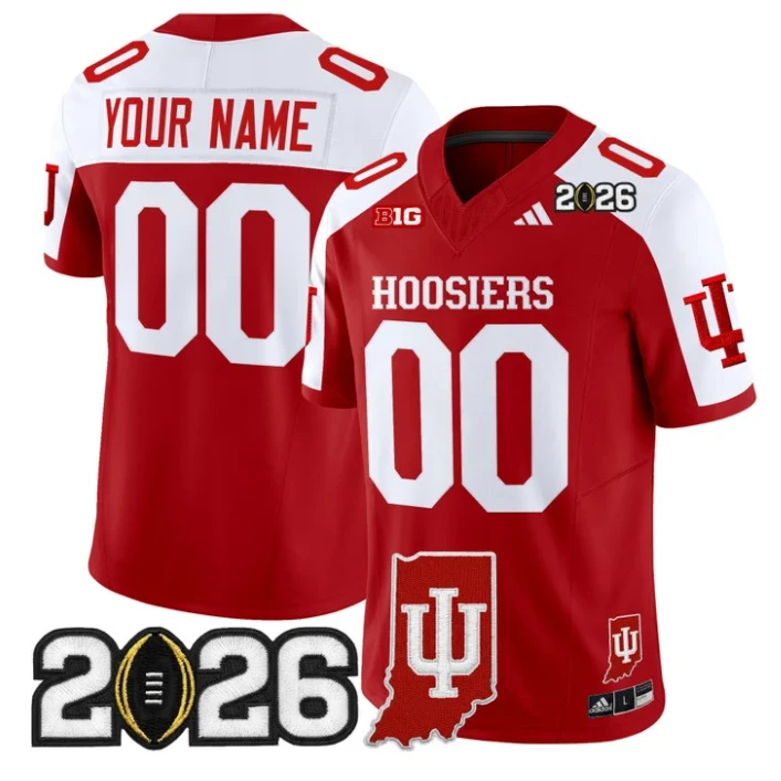 Custom Indiana Hoosiers Jersey 2026 CFP Final Indiana State Patch Stitched by My Store NCAA Football Jerseys