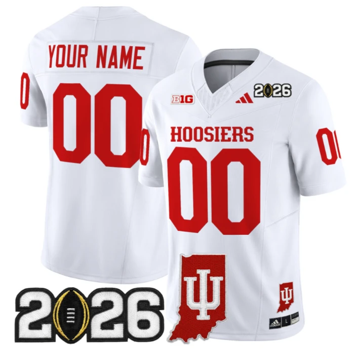 Custom Indiana Hoosiers Jersey 2026 CFP Final Indiana State Patch Stitched by My Store NCAA Football Jerseys