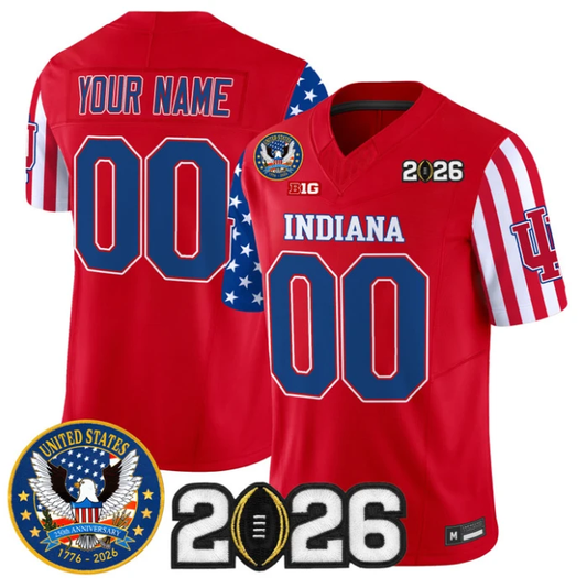 Custom Indiana Hoosiers Jersey America 250 Edition 2026 CFP Final Patch Stitched by My Store NCAA Football Jerseys
