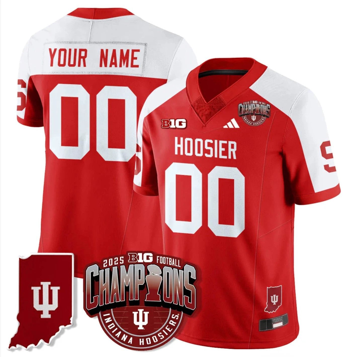 Custom Indiana Hoosiers Jersey Football Big 10 Champions Limited Stitched by My Store NCAA Football Jerseys