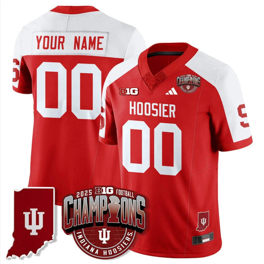 Custom Indiana Hoosiers Jersey Football Big 10 Champions Limited Stitched by My Store NCAA Football Jerseys