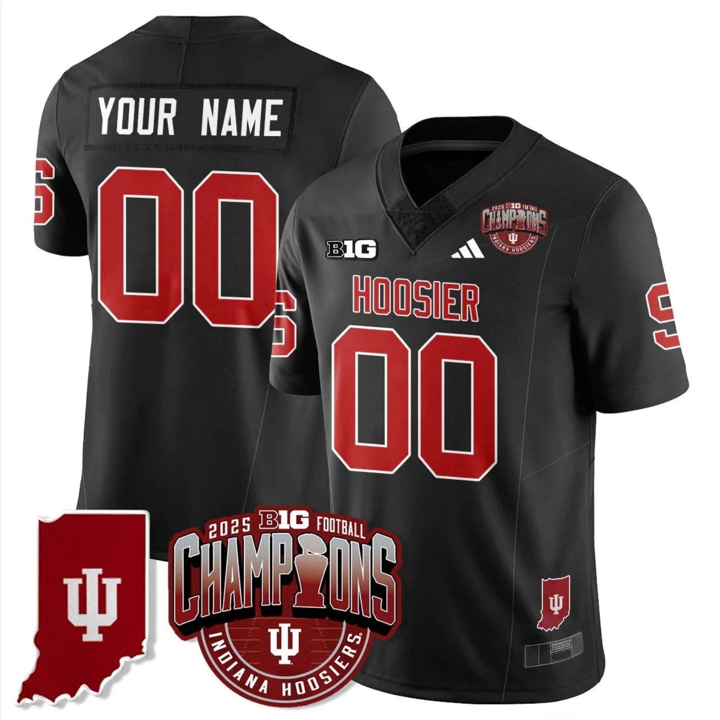 Custom Indiana Hoosiers Jersey Football Big 10 Champions Limited Stitched by My Store NCAA Football Jerseys