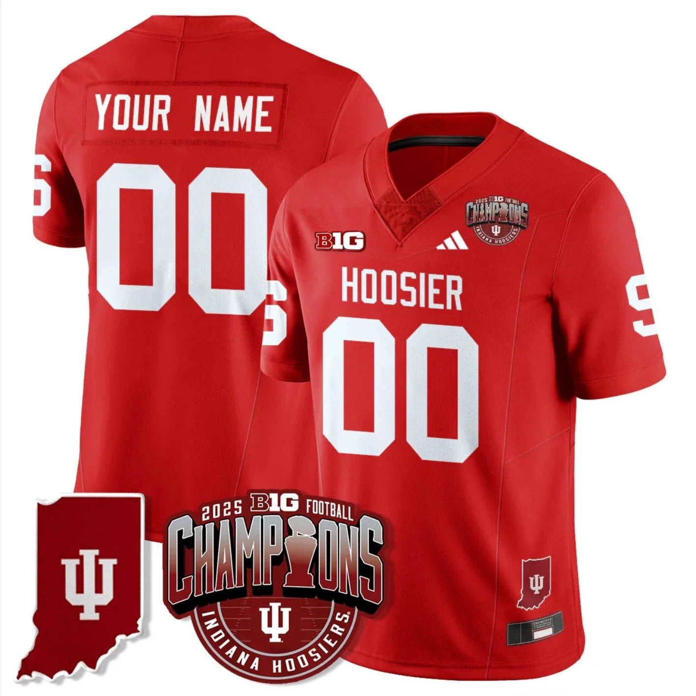 Custom Indiana Hoosiers Jersey Football Big 10 Champions Limited Stitched by My Store NCAA Football Jerseys