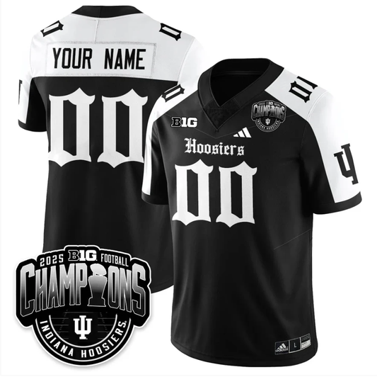 Custom Indiana Hoosiers Jersey Gothic Big 10 Champions Limited Stitched by My Store NCAA Football Jerseys