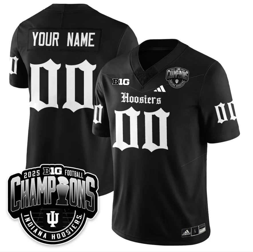 Custom Indiana Hoosiers Jersey Gothic Big 10 Champions Limited Stitched by My Store NCAA Football Jerseys