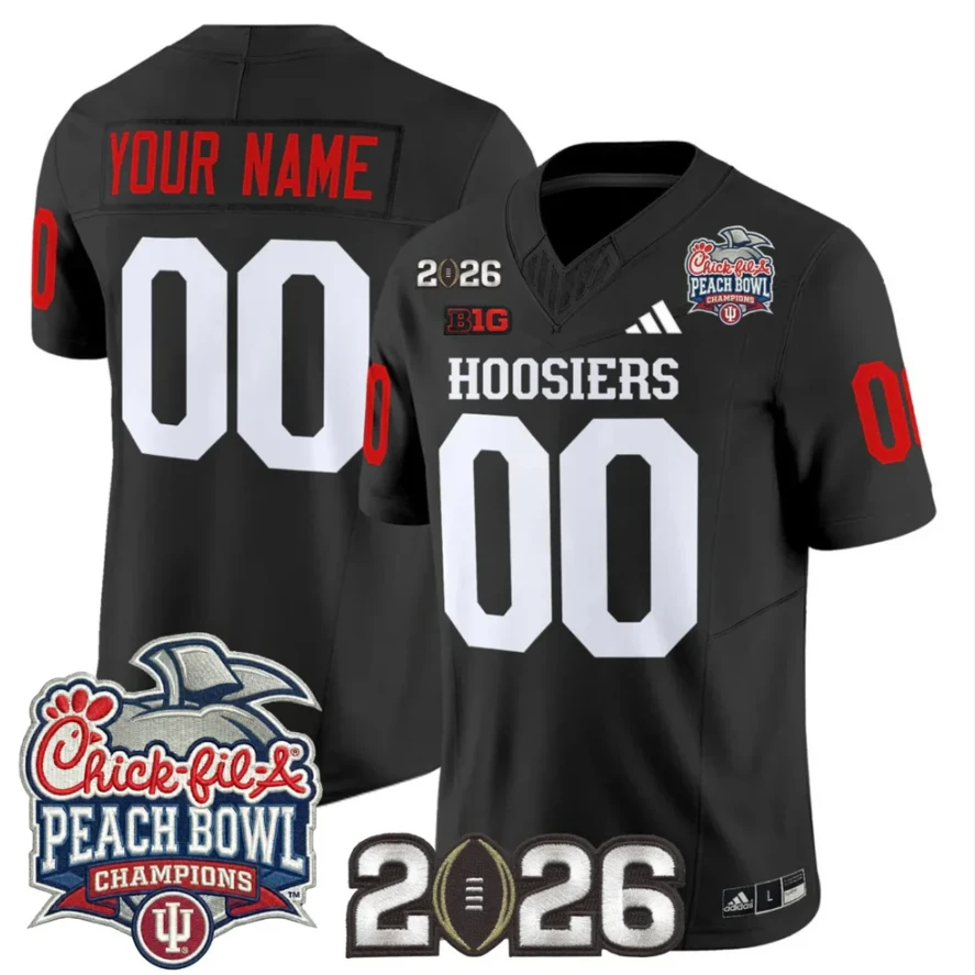 Custom Indiana Hoosiers Jersey Peach Bowl Champions 2026 CFP Finals Stitched by My Store NCAA Football Jerseys