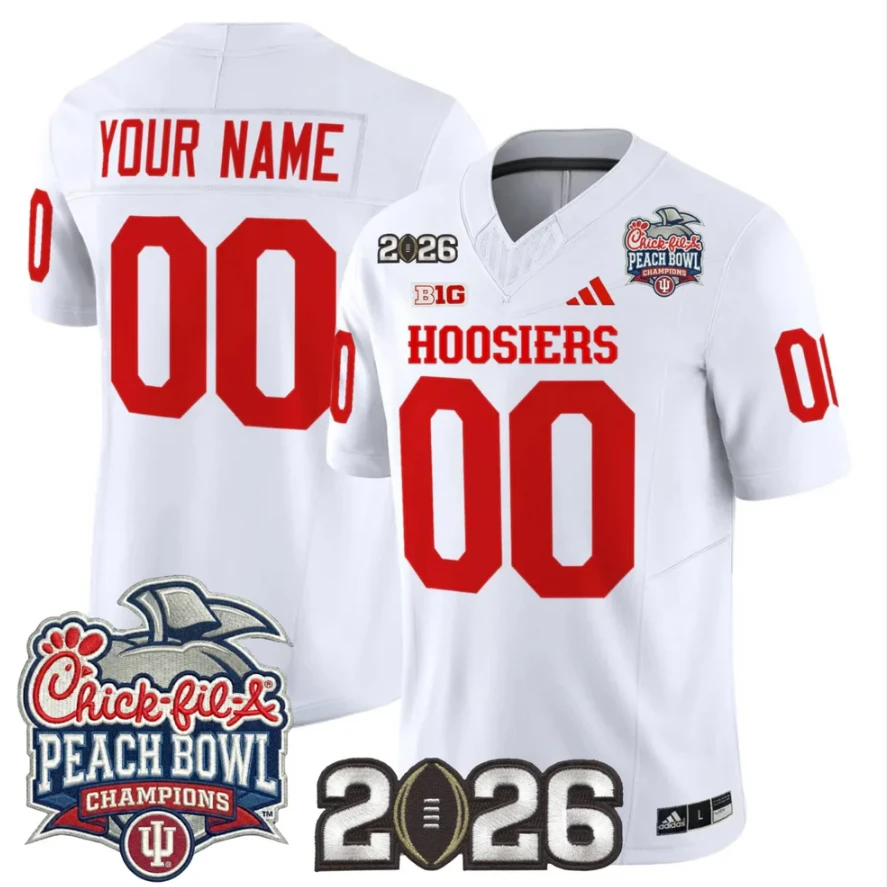 Custom Indiana Hoosiers Jersey Peach Bowl Champions 2026 CFP Finals Stitched by My Store NCAA Football Jerseys
