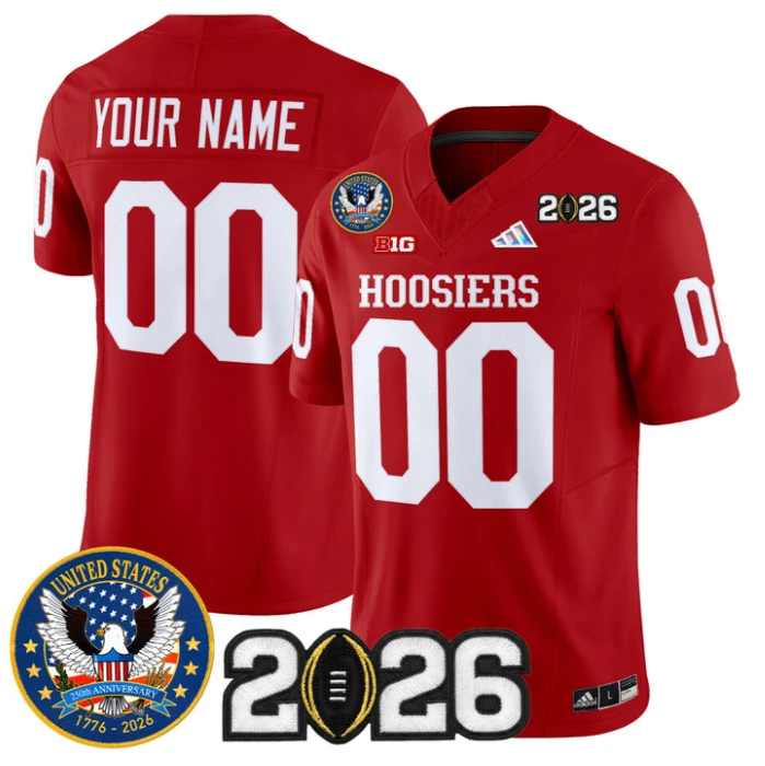 Custom Indiana Hoosiers Jersey United States 250th Patch 2026 Stitched by My Store NCAA Football Jerseys