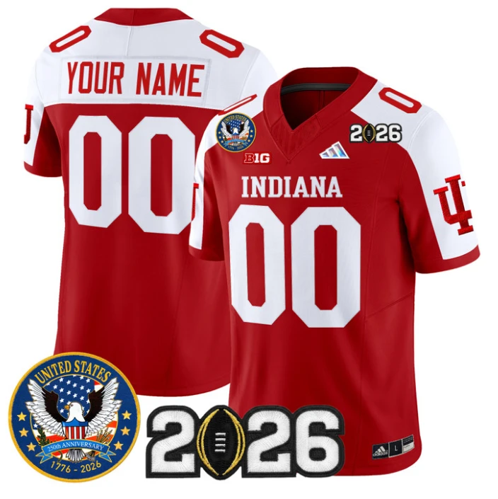 Custom Indiana Hoosiers Jersey United States 250th Patch V2 Stitched by My Store NCAA Football Jerseys