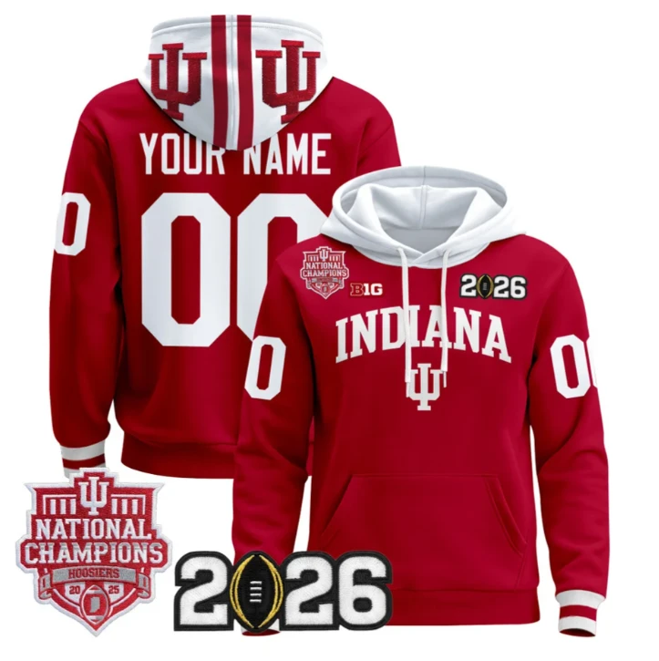 Custom Indiana Hoosiers Pullover Hoodie 2025 National Champions Stitched by Hoodie Pullover
