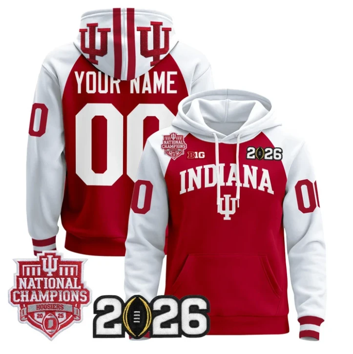 Custom Indiana Hoosiers Pullover Hoodie 2025 National Champions Stitched Black Alternate by Hoodie Pullover