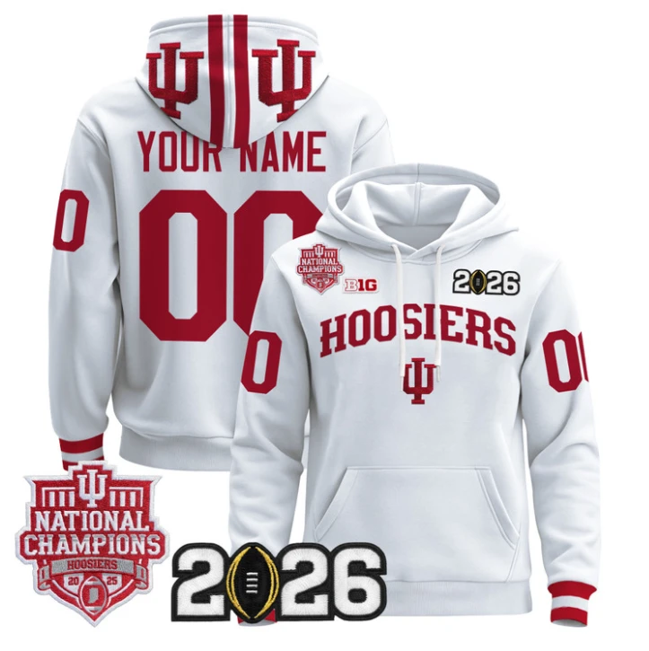 Custom Indiana Hoosiers Pullover Hoodie 2025 National Champions Stitched by Hoodie Pullover