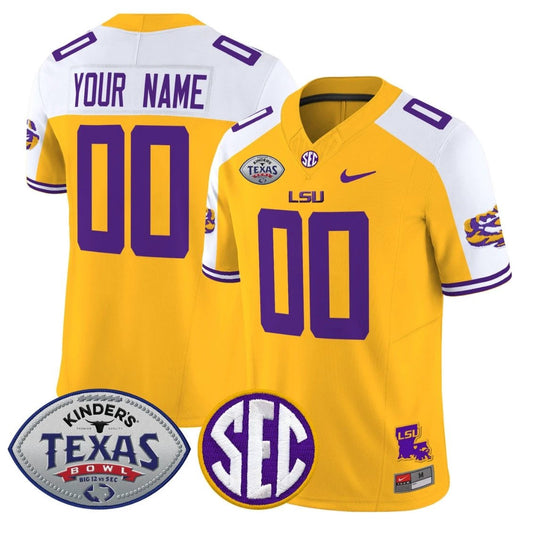 Custom LSU Tigers Jersey 2025 Texas Bowl Vapor Limited Stitched by My Store NCAA Football Jerseys