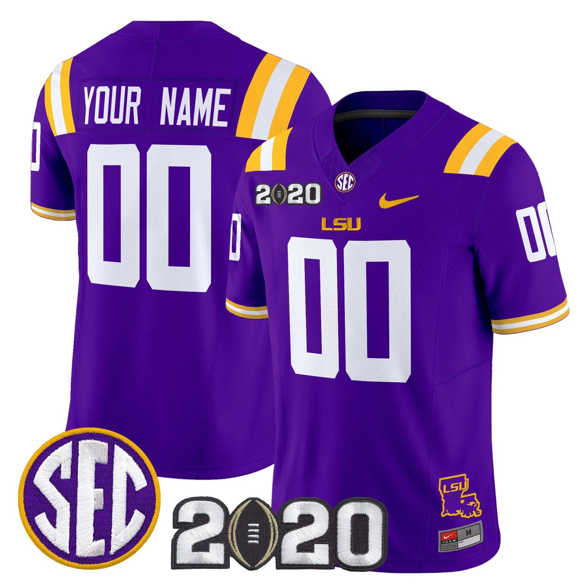 Custom LSU Tigers Jersey Name, Number 2020 National Champions Stitched by My Store NCAA Football Jerseys