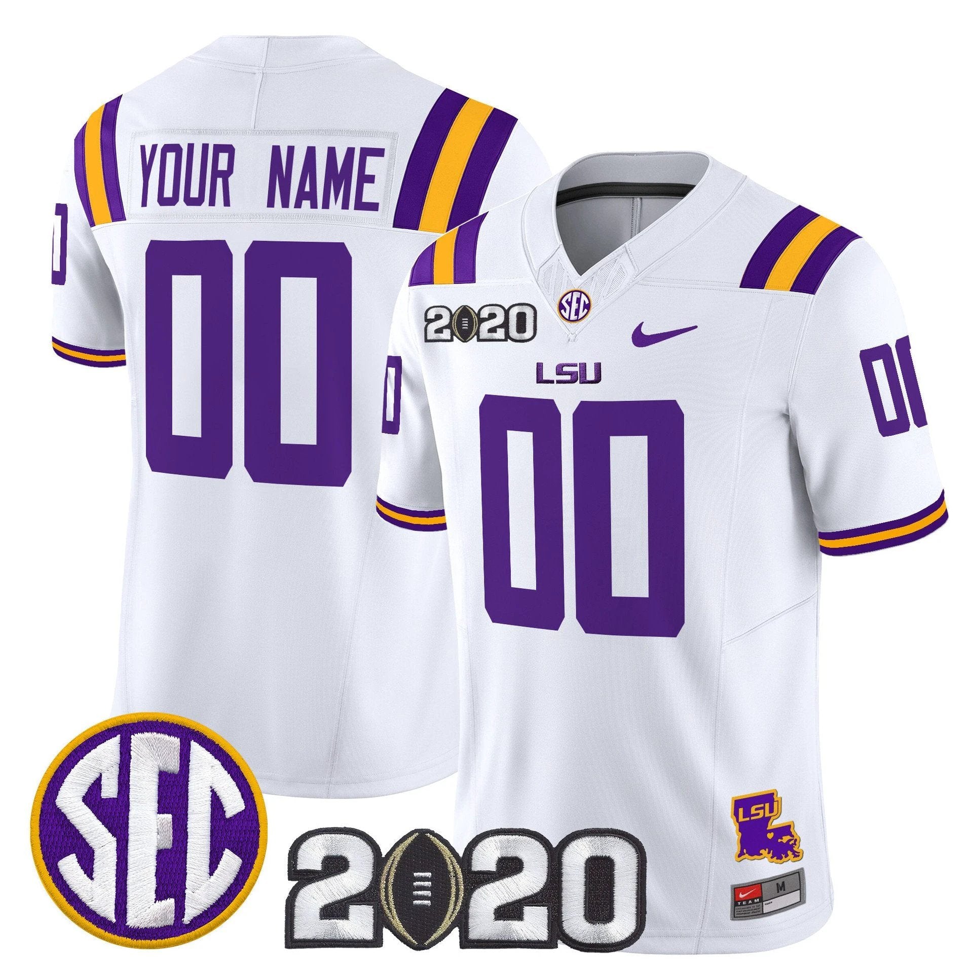 Custom LSU Tigers Jersey Name, Number 2020 National Champions Stitched by My Store NCAA Football Jerseys