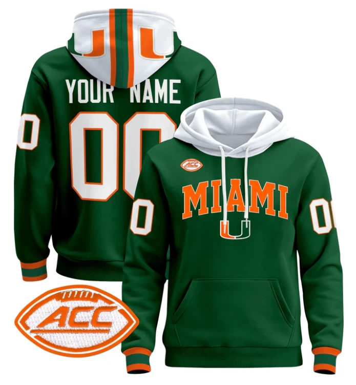 Custom Miami Hurricanes Hoodie Name, Number 2024 Pullover V2 by Hoodie Pullover