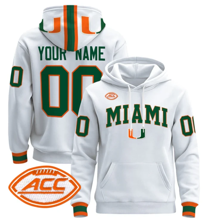 Custom Miami Hurricanes Hoodie Name, Number 2024 Pullover V2 by Hoodie Pullover