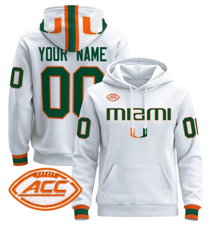 Custom Miami Hurricanes Hoodie Name, Number 2024 Pullover V3 by Hoodie Pullover