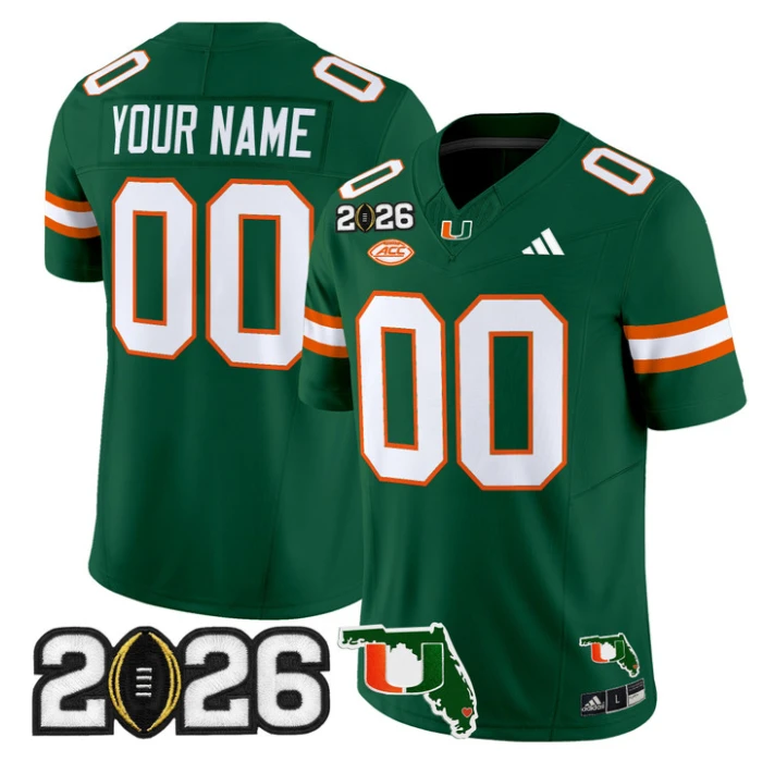 Custom Miami Hurricanes Jersey 2026 CFP Final Florida Patch Limited by My Store NCAA Football Jerseys