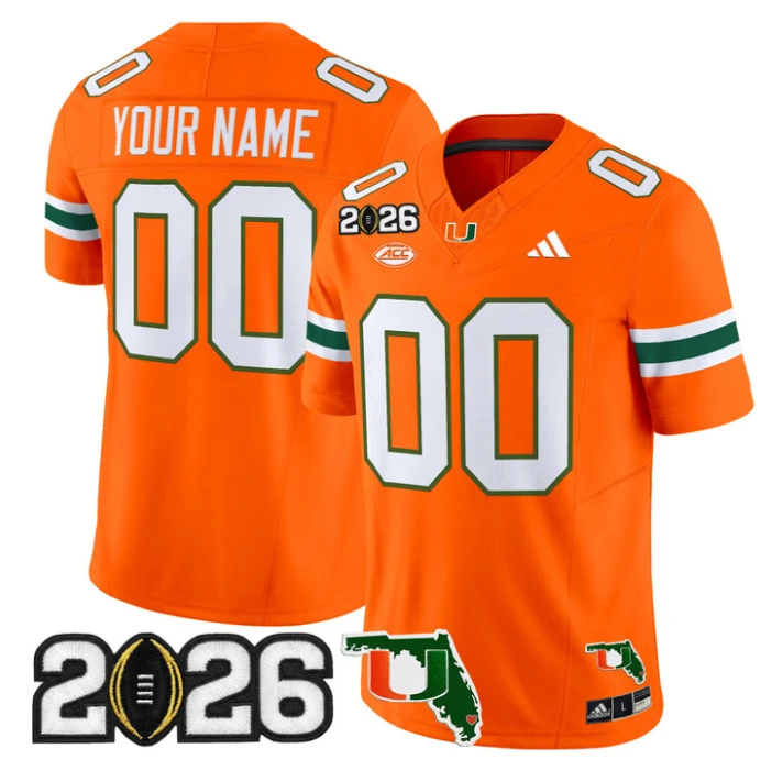 Custom Miami Hurricanes Jersey 2026 CFP Final Florida Patch Limited by My Store NCAA Football Jerseys
