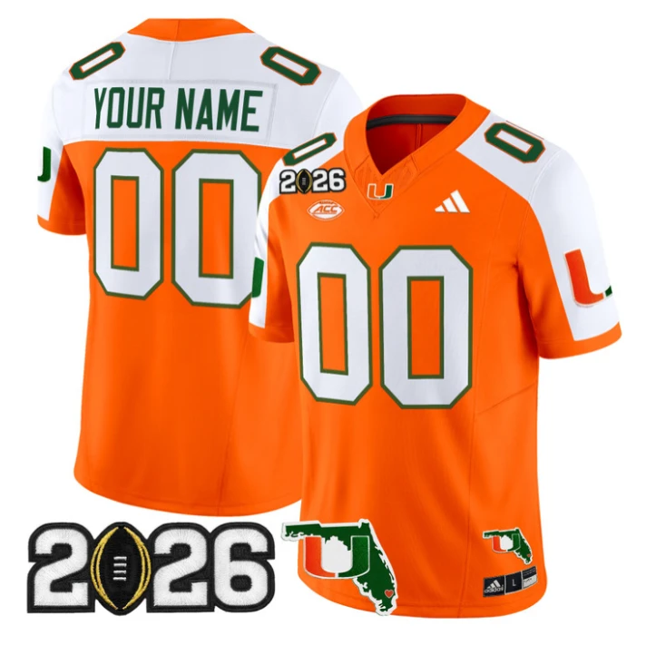 Custom Miami Hurricanes Jersey 2026 CFP Final Florida Patch Limited by My Store NCAA Football Jerseys