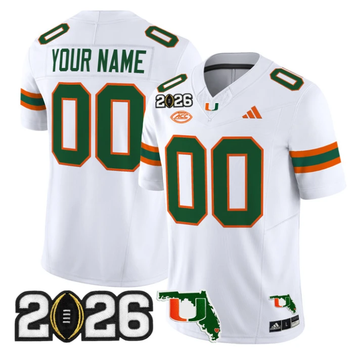 Custom Miami Hurricanes Jersey 2026 CFP Final Florida Patch Limited by My Store NCAA Football Jerseys