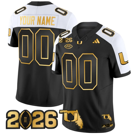 Custom Miami Hurricanes Jersey 2026 CFP Final Florida Patch Stitched by My Store NCAA Football Jerseys