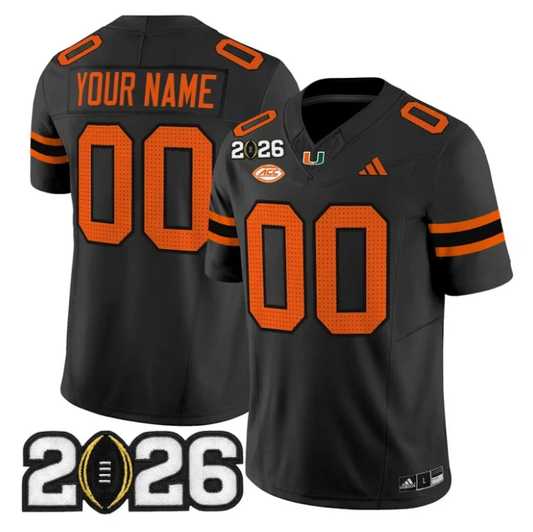 Custom Miami Hurricanes Jersey 2026 CFP Final Patch Limited Stitched Black by My Store NCAA Football Jerseys