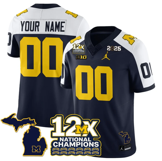 Custom Michigan Wolverines Jersey 12x-Time National Champions Stitched by My Store NCAA Football Jerseys
